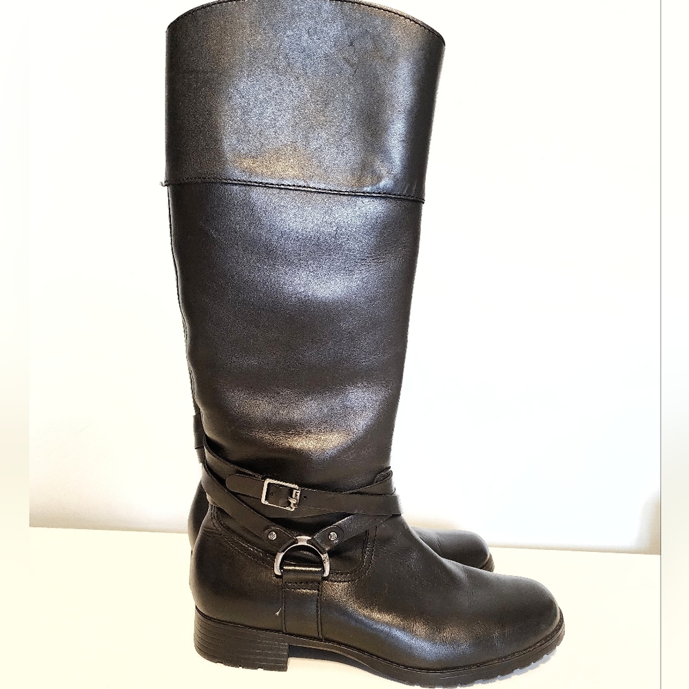 Lauren Ralph Lauren Tall Black Leather Savion Riding Boots Zip Closure 6.5 - Picture 2 of 14